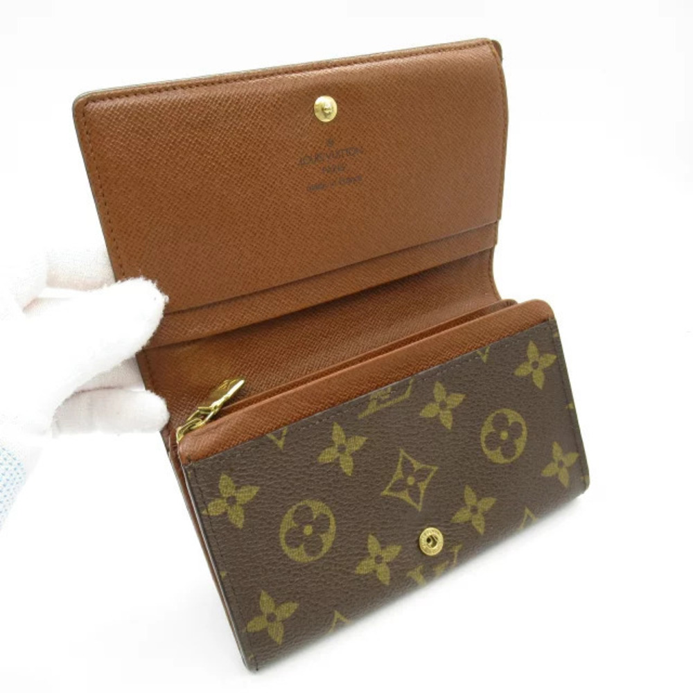 Louis Vuitton Porte Monnaie Bi Bietrezor fold Brown Canvas Wallet Monogram - Picture 6 of 8